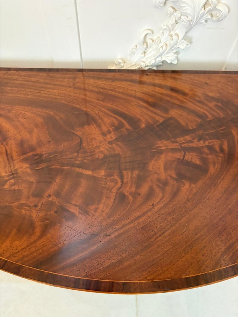 Antique George III Quality Mahogany Inlaid Demi Lune Shaped Card/Console Table - Image 12